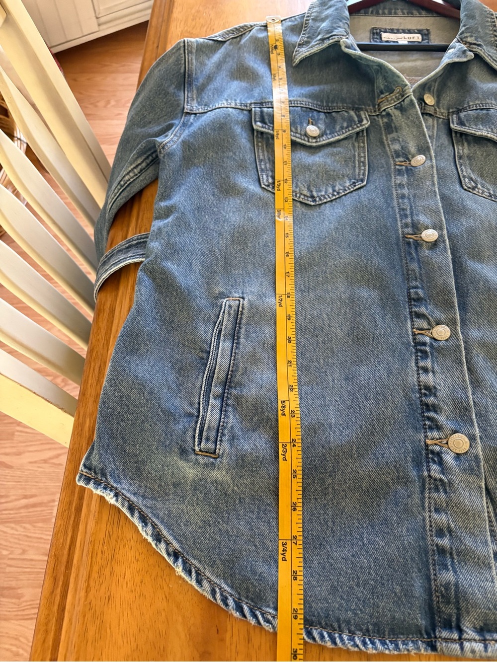 LOFT Blue Denim Belted Shirt Jacket - Picture 11 of 14